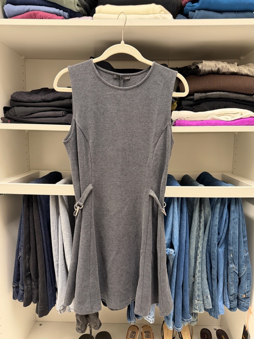 Zara Sleeveless Charcoal Gray A-Line Mini Dress